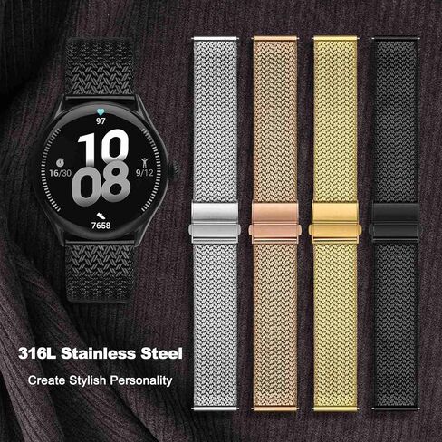 WOCCI Elite Metal Watch Band for Women and Men, Mesh Woven, 316L Stainless Steel, Quick Release, Upgraded Fold Clasp, Strap Width 14mm 16mm 18mm 20mm 22mm in Kuwait