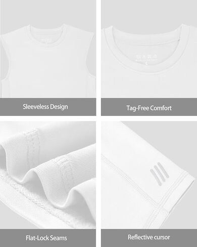 Boys Compression Shirt,Youth Sleeveless Athletic Tank Tops,Football Undershirt Wicking Sport Kids in Kuwait
