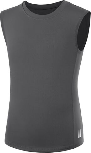 Boys Compression Shirt,Youth Sleeveless Athletic Tank Tops,Football Undershirt Wicking Sport Kids in Kuwait