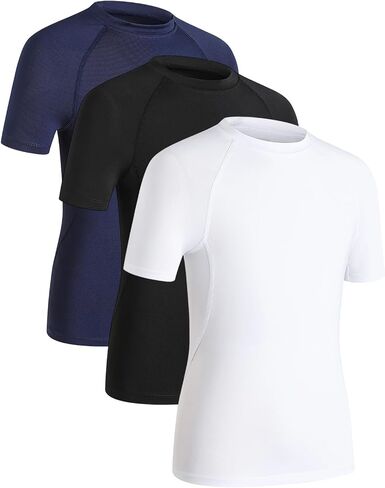 HYCOPROT Boys Compression Shirt Short Sleeve Youth Undershirt Kids Quick Dry Athletic Base Layer T-Shirt Football Basketball in Saudi Arabia
