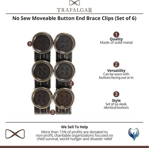Trafalgar No Sew Moveable Button End Brace Clips (Set of 6) in Saudi Arabia