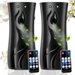 Automatic Air Freshener Spray Dispenser (2-pack), Wall Mounted or Freestanding Sprayer Holder, Multiple Time Settings, Commercial and Home Use in Bathrooms, Offices, Living Rooms, etc (Wood, 1121)