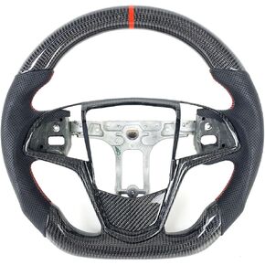 Carbon Fiber Steering Wheel for Cadillac 2013-2019 ATS CTS-V (2015-2019) D-shaped Sport Design Steering Wheel Black Perforated Leather (No shift paddle hole)