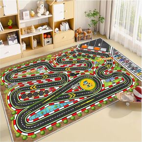 الأطفال سباق السجادة طريق Kid Rud Rug Playmat لل Playoom Traffic Road Play Mat لغرفة النوم ， الأطفال التعليمية في المدينة مرور الخريطة السجاد المرح (براون ، 2.6FTX3.9FT)