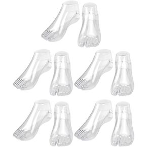 NUOBESTY 5 Pairs Shoes Stretcher Plastic Display Stands Acrylic Feet Display Stands Thong Style Foot Models Sock Display Holders Plastic Fake Feet Tools for Childs Kids Shoes Socks Displaying
