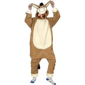 Unisex Adult Donkey Onesie One Piece Pajamas Animal Plush Halloween Christmas Costume for Women men