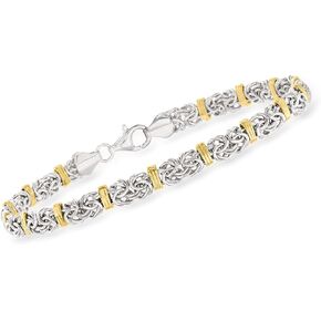Ross-Simons Sterling Silver Byzantine Bracelet With 14kt Gold Stations