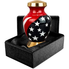 Trupoint Memorials Small Urns for Human Ashes Keepsake, Military and Patriotic Decorative Mini Cremation Urn for Veteran Adult Men and Women, Small Blue