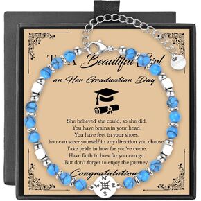 2025 Graduation Gifts for Her,Graduation Bracelets Inspirational Compass Bracelet Class of 2025 Graduate Gifts Middle School High School College Bachelor Masters Women Daughter Friends