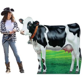 4 ft Cow Party Decorations Cow Cardboard Stand up Animal Photo Props Life Size Barnyard Decor for Farm Theme Western Party Cowboy Cowgirl Birthday Supplies