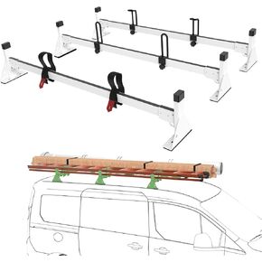 StarONE 46" Van Ladder Rack,Van Roof Rack Fit for 2014-On Ford Transit Connect,White,3 Bars,750lbs