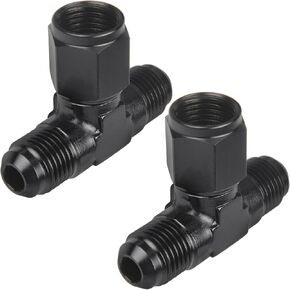 6AN Male Tee Fitting Adapter with AN6 Female Swivel on Side Aluminum 2Pcs