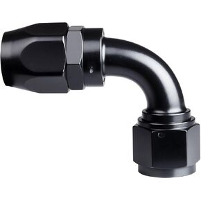 16AN Hose End Fitting 90 Degree Swivel for CPE Braided Fuel Hose Black