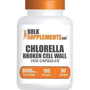 BulkSupplements.com Chlorella Capsules - Broken Cell Wall, Chlorella Supplement - Superfood Supplement, Vegan & Gluten Free, 5 Capsules per Serving, 150 Count (Pack of 1)