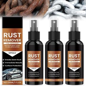 3 Pcs Nexa Rust Remover Spray, 2025 Upgrade Rust Remover for Metal, Car Scratch Remover, Iron Stain Cleaner for Multiple Surfaces,for Heavy Duty Rust Dissolver for Metal, Tools, Cars, Chains