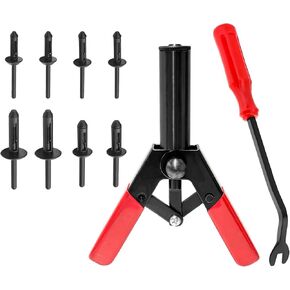 42 PCS Plastic Rivet Set, 4 Sizes Nylon Pop Blind Rivets and Fastener Removal Tool, Rivet Assortment Set with Hand Riveter Tool for Car Door Panel Trim Clips, Car Accessories