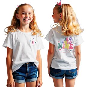 On Cloud Nine Birthday Girl Shirt 9th Birthday T-Shirt Kids 9 Years Old Birthday Party Short Sleeve Summer Tee Tops