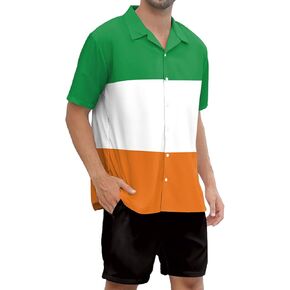 color cosplayer St. Patrick's Day Mens Button Down Shirts Irish Hawaiian Shirt for Men in Kuwait