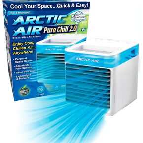 مبرد الهواء التبخيري Arctic Air Pure Chill 2.0 من Ontel - مبرد مساحة قوي وهادئ وخفيف الوزن ومحمول مع تقنية التبريد المائي لغرفة النوم والمكتب وغرفة المعيشة والمزيد