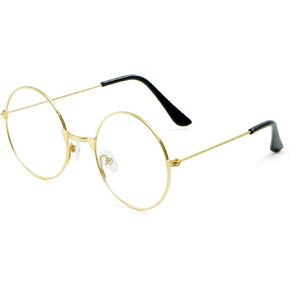 Spooktacular Creations Halloween Gold Wizard Glasses, Fake Old Men Round Wire Costume Glasses Accessory for Men Women Halloween Dress Up, Costume Prop