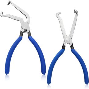 Lasnten 2 Pcs Electrical Connector Pliers Electrical Disconnect Pliers for Cars, Automotive Hose Disconnect Fuel Line Petrol Clip Pipe Tools for Push Tab Style Plugs((1*blue60°+1*blue Straight))