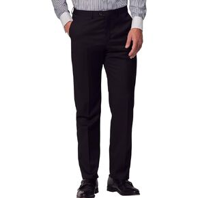 Men's Hidden Extendable Waist Fit Straight Legs Flat Front Wrinkle Free Mid-Rise Dress Pants