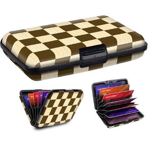 Mini RFID Aluminum Credit Card Holder for Women Men, Slim Business Hard Card Case, Cute Card Wallet ID Case Cute Skeleton Flag