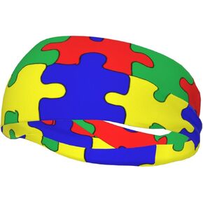 Autism Headbands for Women Men Unisex Autism Awareness Sweatbands Headband for Sports, Fitness, Working Out, Yoga
