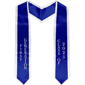 First Generation Graduation Stole 72'' Class of 2025 Graduation Sash for Graduation Gift (Blue&White)