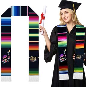 CANIPHA Mexico Graduation Stole Sash 2025, Mexico Flag Graduation day Sashes and Stoles with Flowers, Mexican Graduation Stole class of 2025, Class Graduation Gift