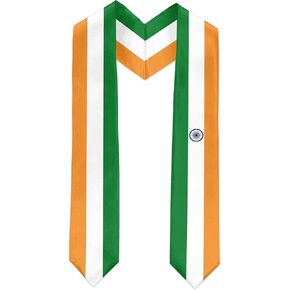 India Flag Graduation Sash Satin Scarf 72" Stole for Abroad Student International Study Class