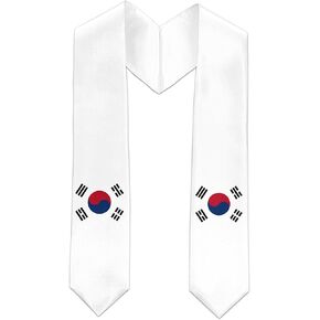 South Korea Flag International Graduate Satin Stole Scarf with National Flag Design 72" Graduation Sash