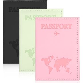 3 Pack Passport Holder for Travel, Passport Wallet Cover Case Travel Passport Holder Passport Book Holders for Women and Men Travel Must Haves Accessories