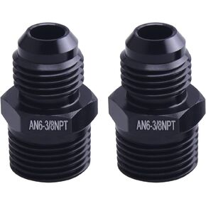 Straight 6AN Male Flare to 3/8NPT Pipe Fitting Adapter Aluminum Black 2Pcs