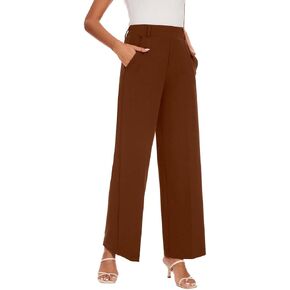 Wide Leg Dress Pants High Waisted Trousers Business Casual Work Pants with Pockets Women's Slacks for Office