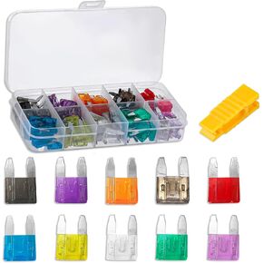 120PCS Car Fuses Assortment Kit, Automotive Fuses, Car Blade Fuse Kit with Puller Tool, Mini Fuses(2A/3A/5A/7.5A/10A/15A/20A/25A/30A/35A) Replacement Fuses for Car RV Truck Motorcycle Marine