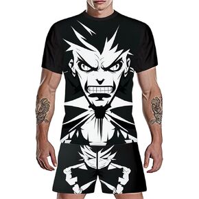 Mens Personality Sport Sport Outfit Summer Outfit 2 قطعة قصيرة من القمصان والقصيرة الأنيقة مجموعة التعرق غير الرسمية