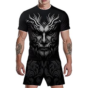Mens Personality Sport Set Summer Outfit 2 Piece Set Short Sleeve T Shirts and Shorts Stylish Casual Sweatsuit Set in Saudi Arabia