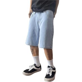 Floerns Men's Baggy Jean Shorts Wide Leg Hip Hop Skateboard Denim Shorts
