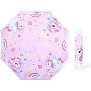 المظلة المظلة القابلة للطي المظلة مع الحماية من الأشعة فوق البنفسجية المحمولة فتح/إغلاق تصميم آمن مضاد للرياح مقاومة للرياح ، ومضغوط ، وخفيفة الوزن ، المظلة اللطيفة للفتيات والفتى in Kuwait