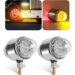 2pcs Amber/Red Double Face 34 LED LED LED LEVING LIGHTS LIGHTS ، شبه شاحنة Chrome Auxiliary Dual Dual Revolution LED for Freightliner Peterbilt Kenworth Mack Western Star