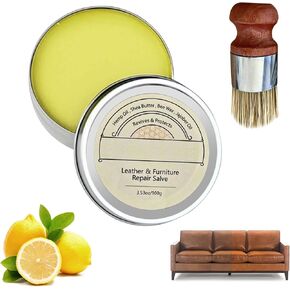 Furniture Salve for Leather Wood, Leather Salve and Brush Set, Wise Old Owl Furniture Salve with Brush