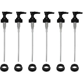Creative Hobbies Black Plastic Dispenser Pumps with Screw Collars - 28/400 - Ideal for Soap and Lotion Jars or Bottles | Pack of 6