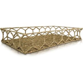 كبير 25x15x4.5 عسل الأعشاب البحرية تقديم علبة الديكور المنسوجة ، مثالية للمطالبة العثمانية ، طاولة القهوة ، الحمام ، التخزين ، عرض الفاكهة ، غرفة النوم ، إلخ.
