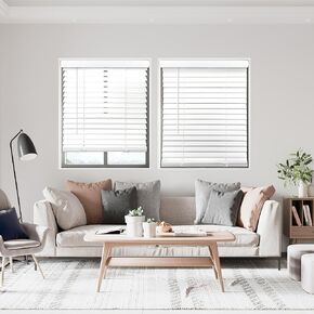 DEZ FURNISHINGS Cordless 2" Smooth Faux Wood Blind, 29" W x 48" H, Smooth White