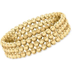 Ross-Simons Italian 5mm 18kt Gold Over Sterling Jewelry Set: 3 Bead Stretch Bracelets