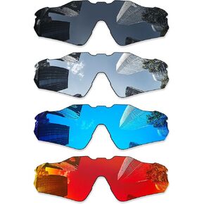 4 قطع عدسات استبدال ploarized لـ Oakley Radar EV Path OO9208/Radar EV Path Asian Fit (AF) OO9275 Sunglass - Black + Silver Titanium + Ice Blue + Fire Red