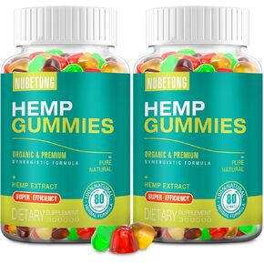 2 Packs Hemp Gummies High Potency Hemp Supplement Edible Bear Gummy Extra Strength Pure Natural Hemp Oil Extract Vegan, Non-GMO