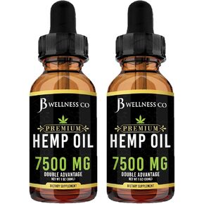 Organic Hemp Oil Extract Drops - Omega Fatty Acids 3 6 9, Non-GMO Ultra-Pure Sugar- Free (2-Pack)