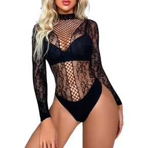 نساء مثير شبكة صيد السمك البندقية Lingerie Longer Sleeve Mesh drees مجموعة مثير لبس الثدي المناسبات بيكيني مجموعة الهالوين
